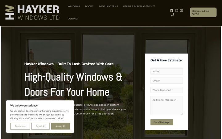 Screenshot of haykerwindowsltd.co.uk