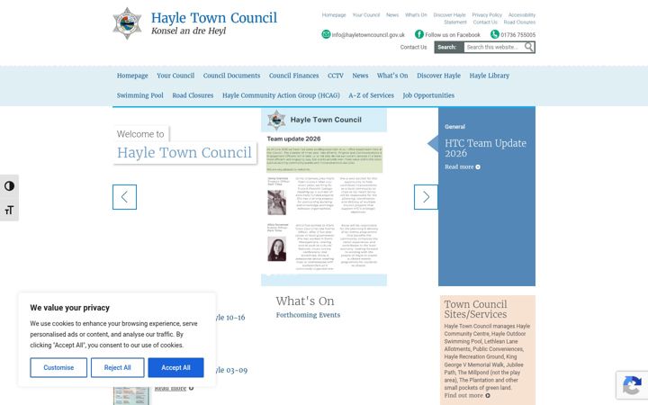 Screenshot of hayletowncouncil.gov.uk