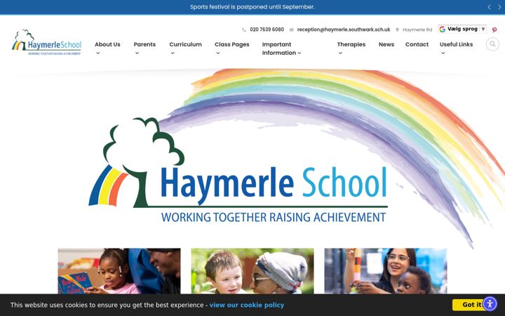 Screenshot of haymerle.southwark.sch.uk