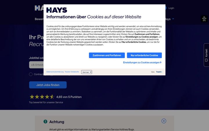 Screenshot of hays.at