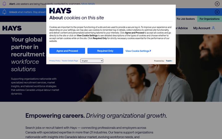 Screenshot of hays.ca