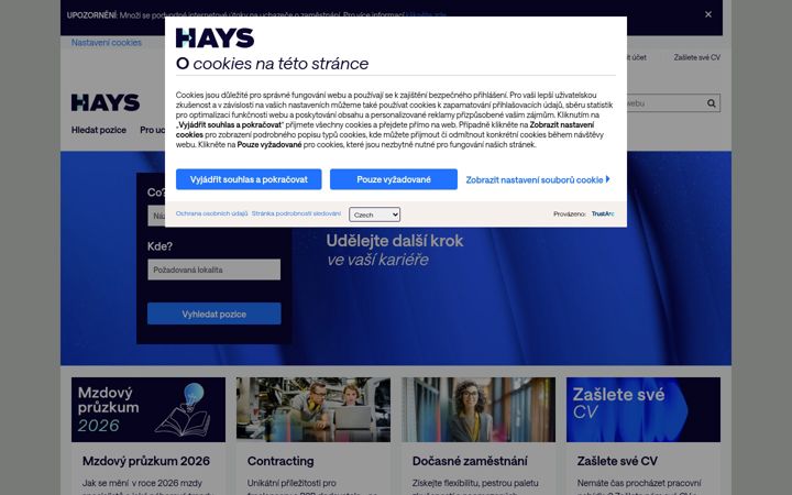 Screenshot of hays.cz