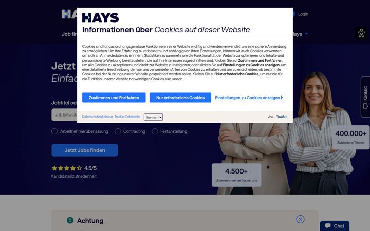 Screenshot of hays.de