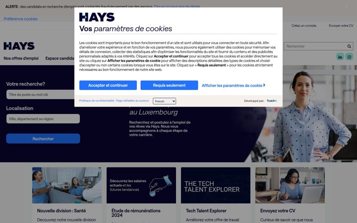 Screenshot of hays.lu