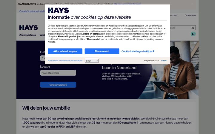 Screenshot of hays.nl