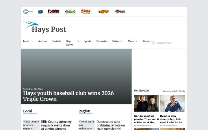 Screenshot of hayspost.com