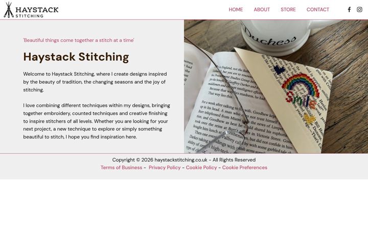 Screenshot of haystackstitching.co.uk
