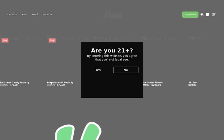 Screenshot stránky haze-hemp.com