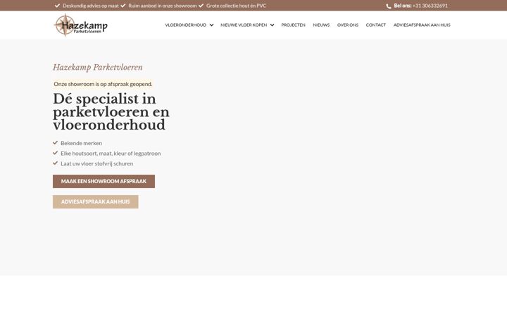 Snímek obrazovky hazekampparket.nl