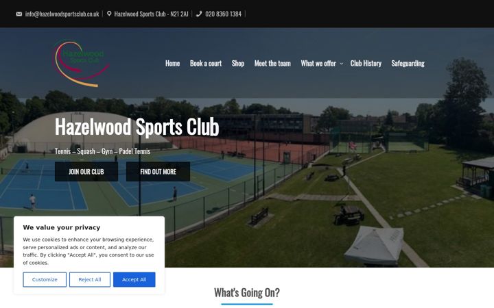 Screenshot of hazelwoodsportsclub.co.uk
