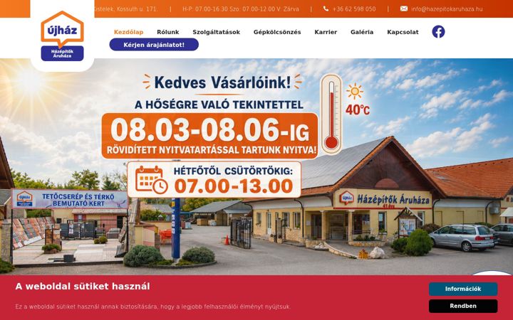 Screenshot of hazepitokaruhaza.hu
