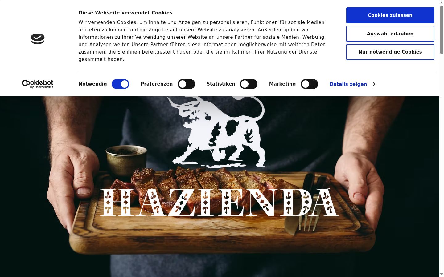 Captura de ecrã do banner de consentimento apresentado antes de qualquer interação