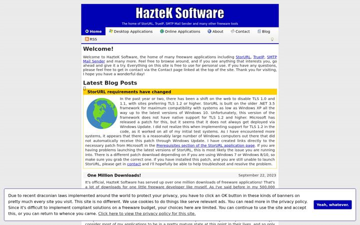 Screenshot of haztek-software.com