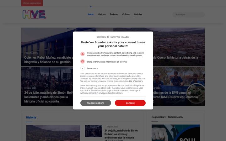 Screenshot of hazteverecuador.com