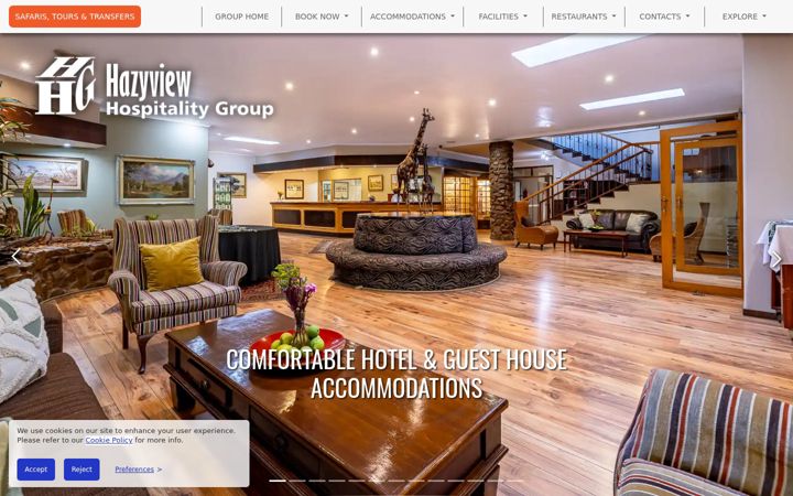 Screenshot of hazyviewhospitality.co.za