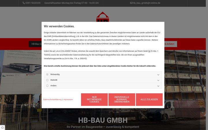 Screenshot of hb-bau-magdeburg.de