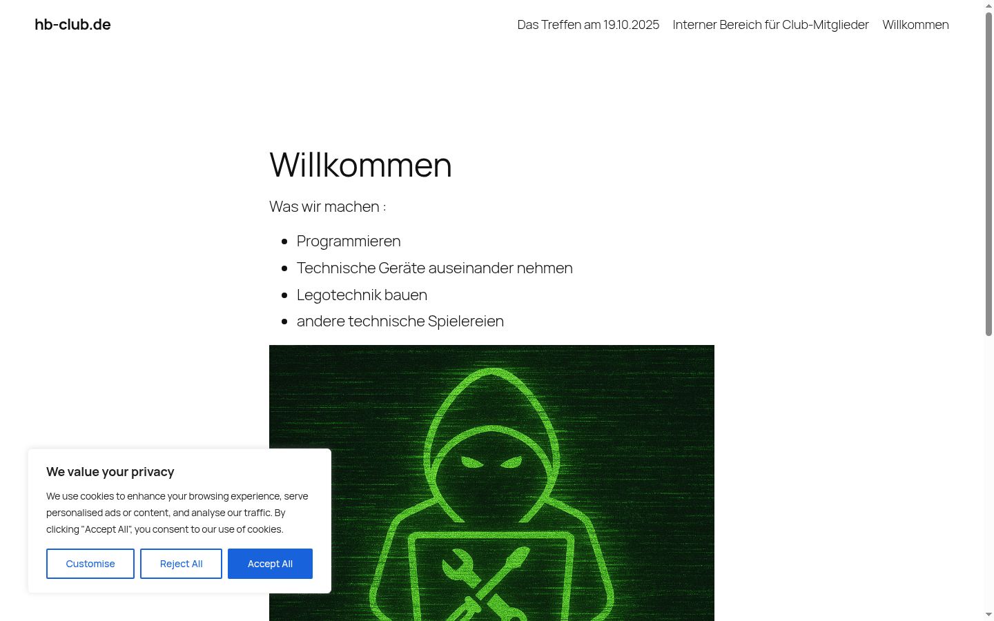 Screenshot of the consent banner shown before any interaction