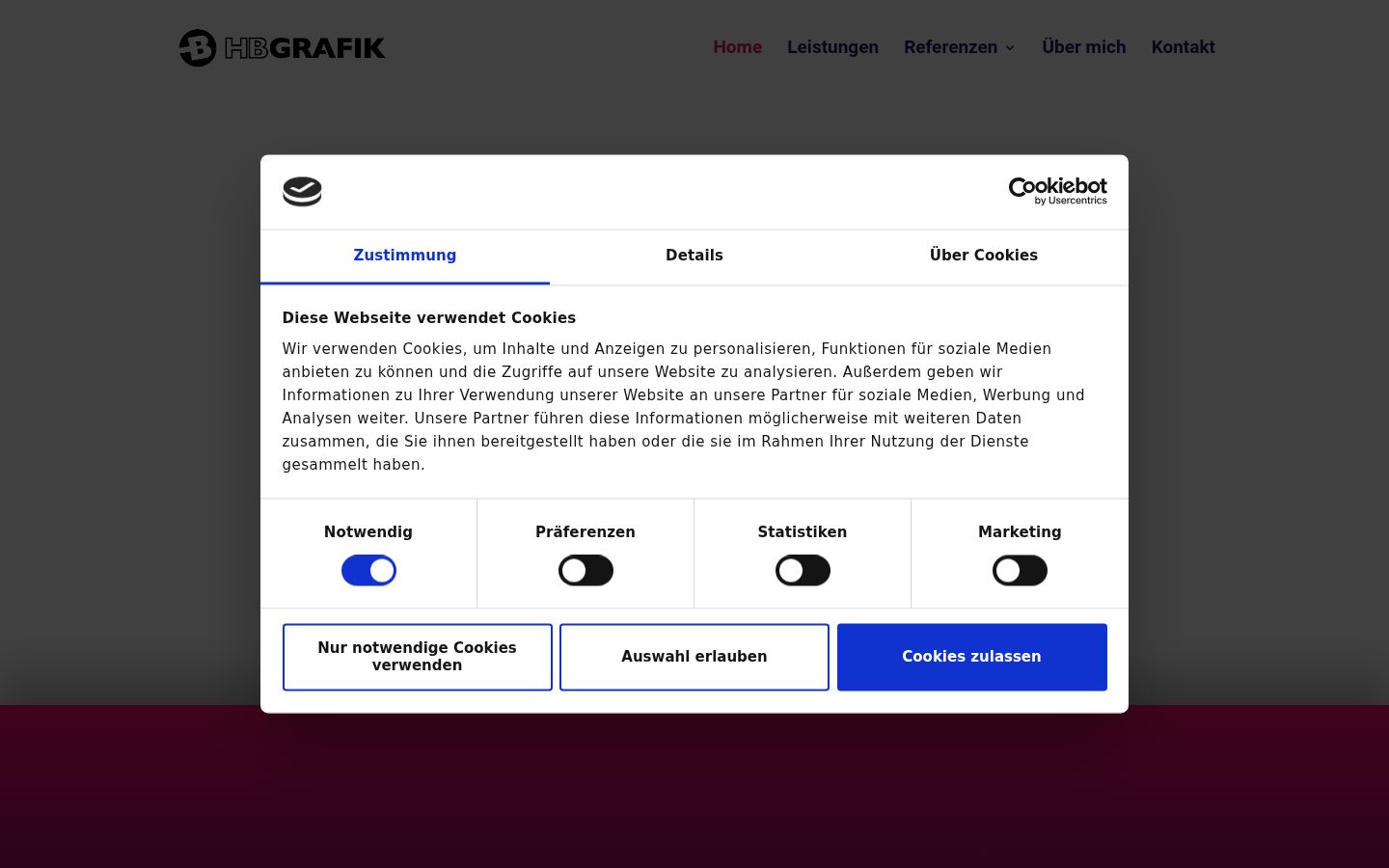 Screenshot des Einwilligungsbanners vor jeglicher Interaktion