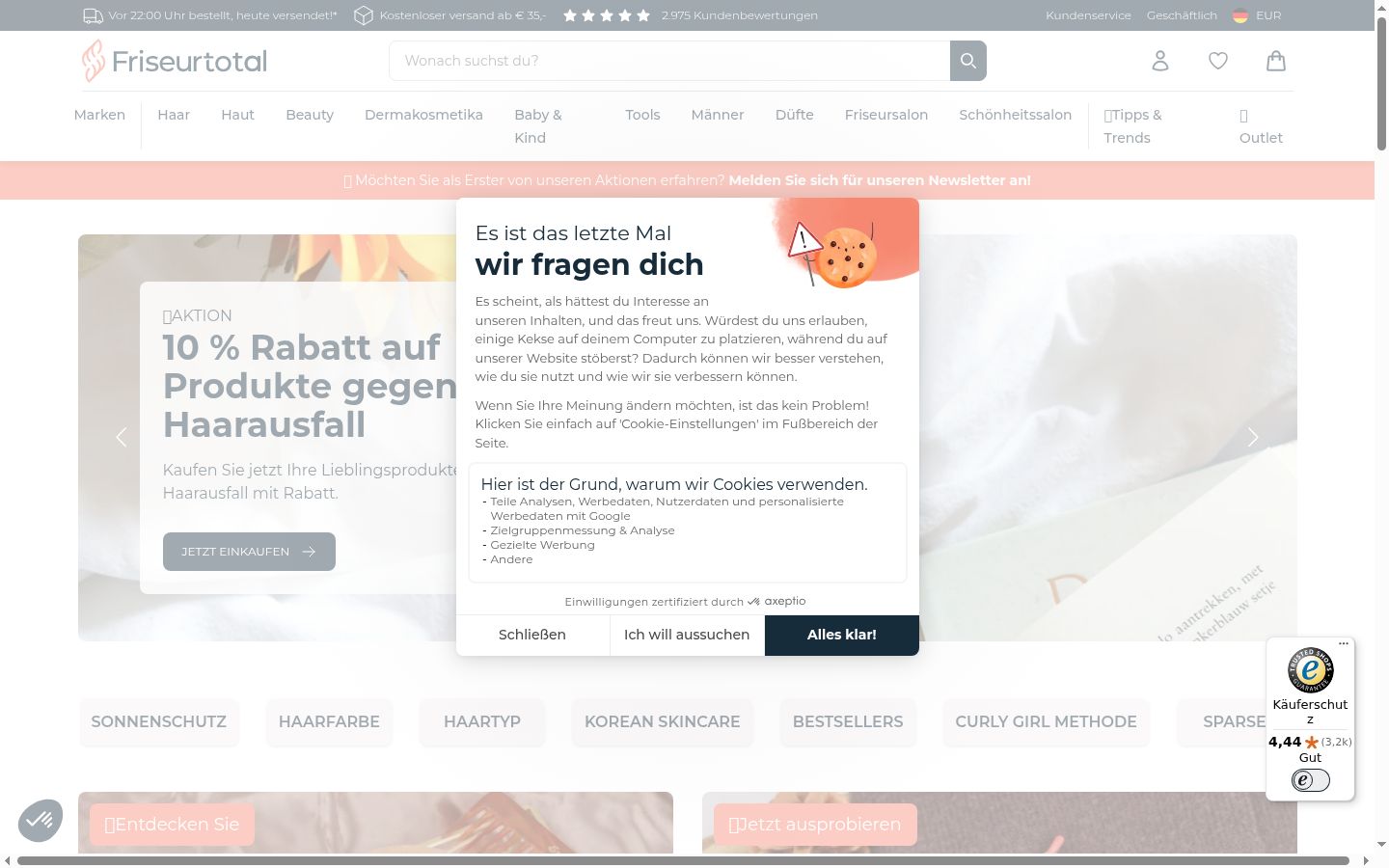 Screenshot tal-banner tal-kunsens muri qabel kwalunkwe interazzjoni