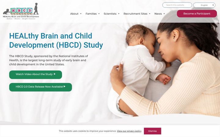 Screenshot of hbcdstudy.org