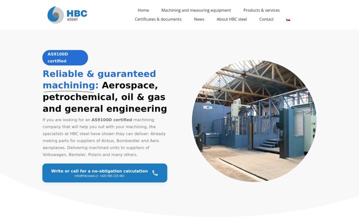 Screenshot of hbcsteel.cz