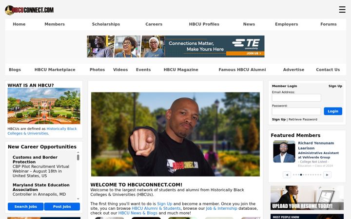 Screenshot of hbcuconnect.com