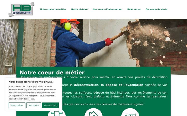 Screenshot of hbdeconstruction.com