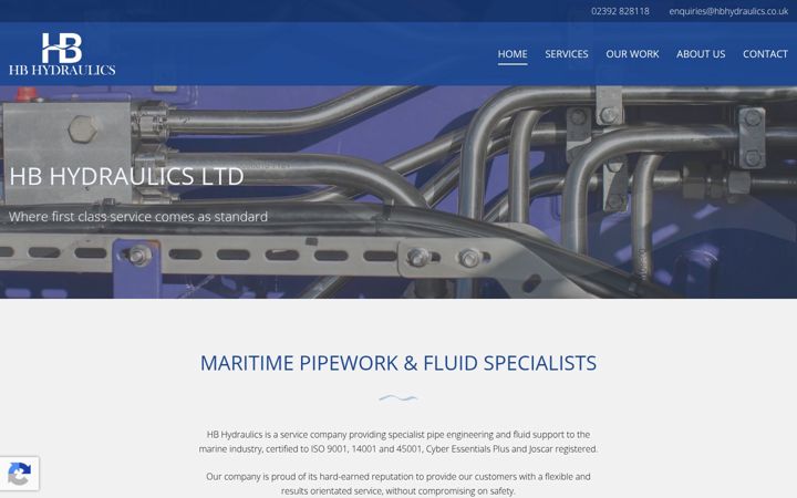Screenshot of hbhydraulics.co.uk