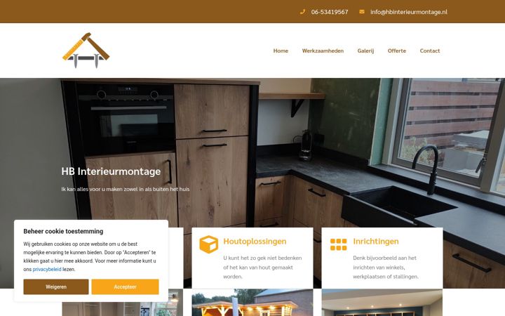 Screenshot of hbinterieurmontage.nl