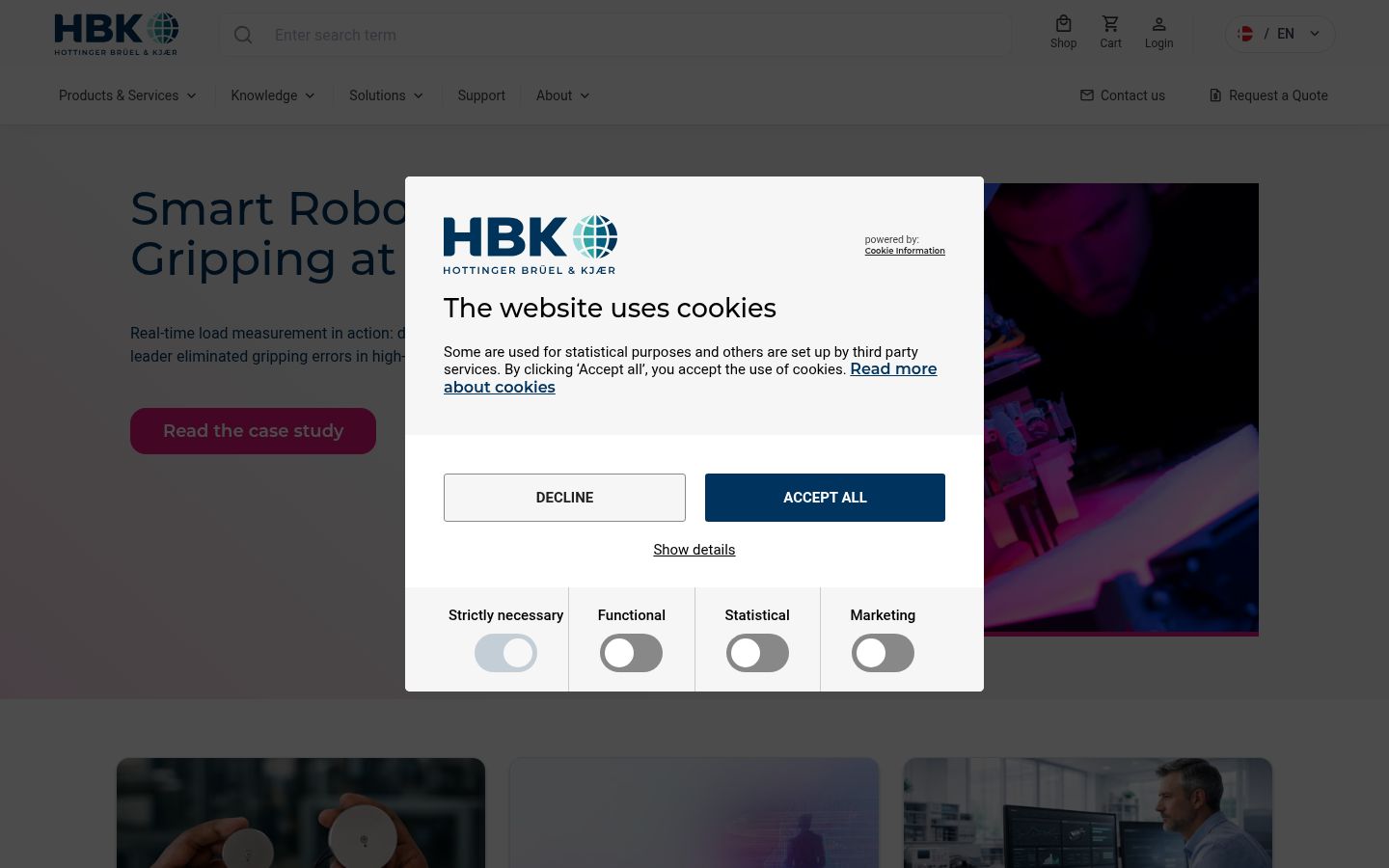 Screenshot of the consent banner shown before any interaction