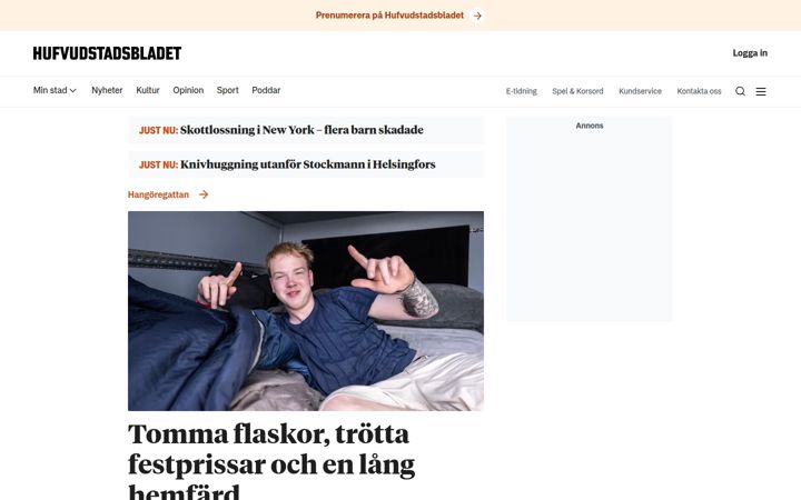 Screenshot of hbl.fi