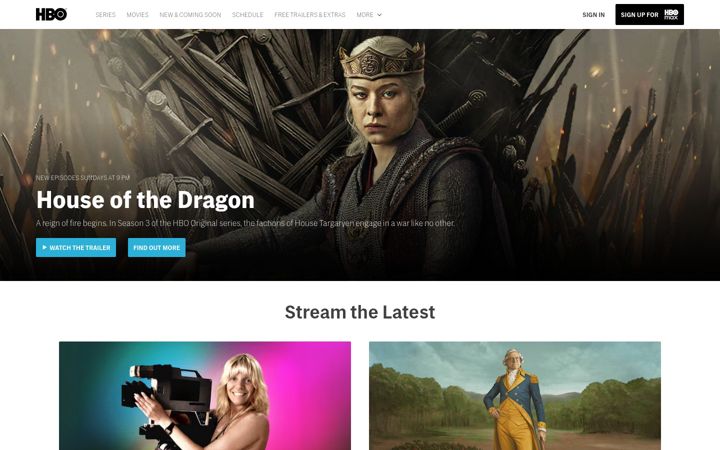 Captură de ecran a hbo.com