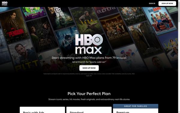 Screenshot of hbomax.com