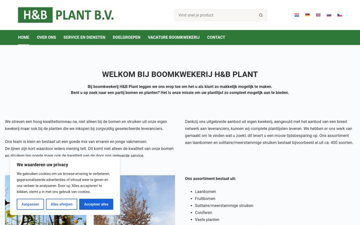 Screenshot of hbplant.nl