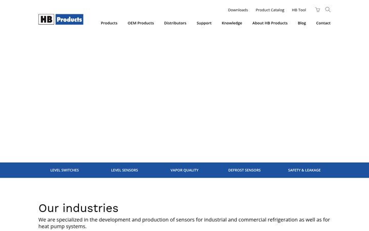 Screenshot of hbproducts.dk