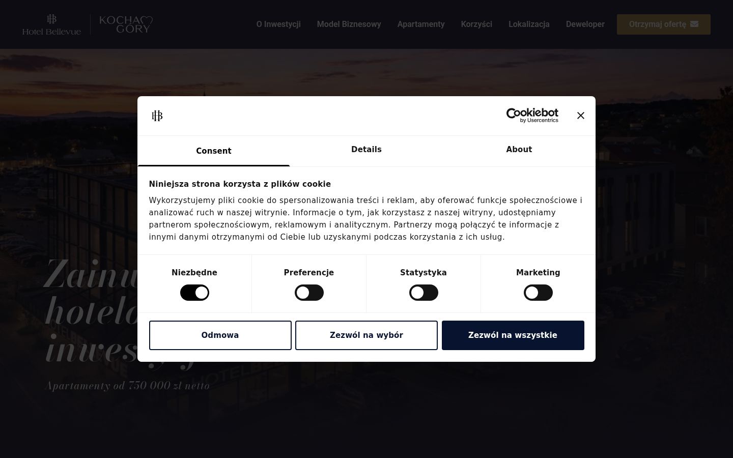 Skärmbild av samtyckesbannern som visades före någon interaktion