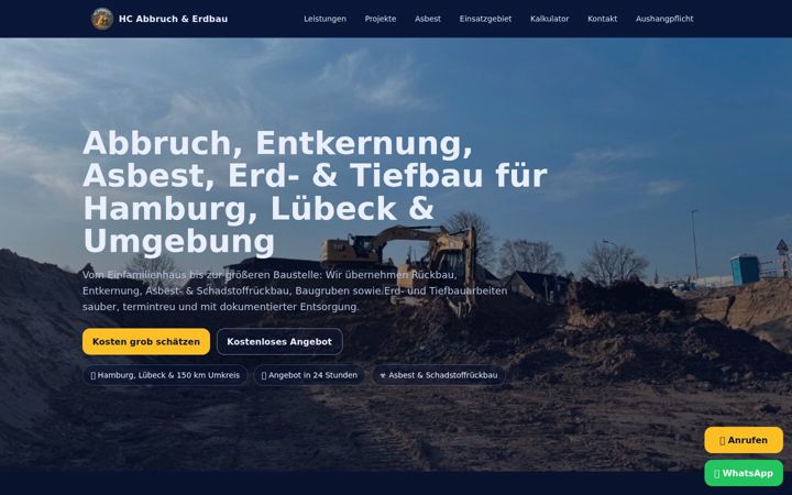 Posnetek zaslona hc-abbrucherdbau.de