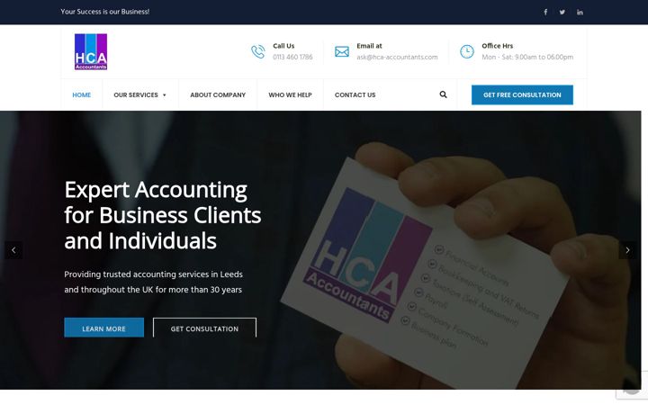 Screenshot of hca-accountants.co.uk