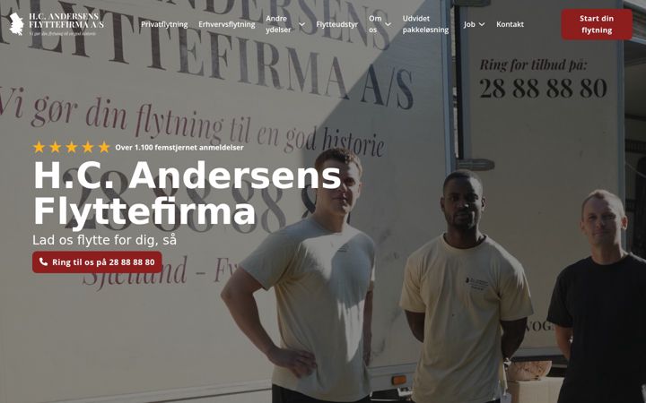 Screenshot of hcandersensflyttefirma.dk