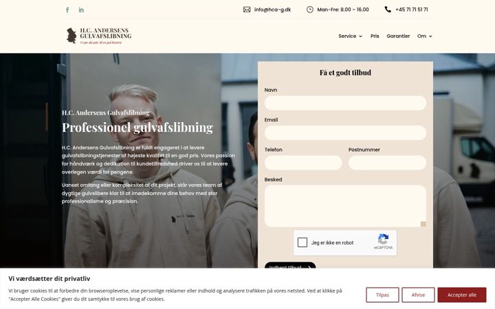 Screenshot of hcandersensgulvafslibning.dk