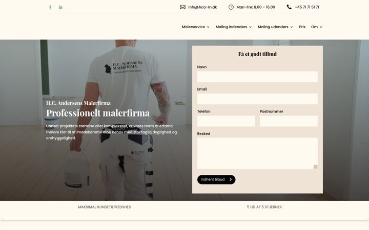 Screenshot of hcandersensmalerfirma.dk