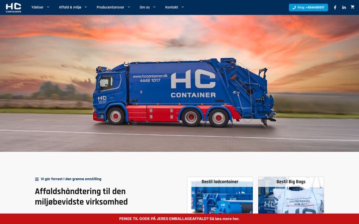 Screenshot of hccontainer.dk
