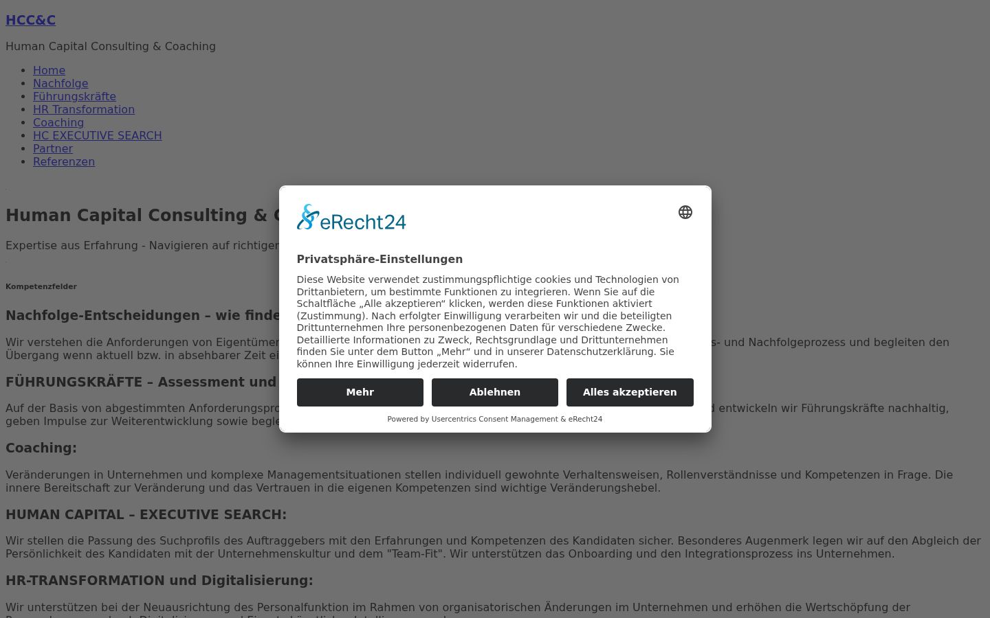 Screenshot des Einwilligungsbanners vor jeglicher Interaktion