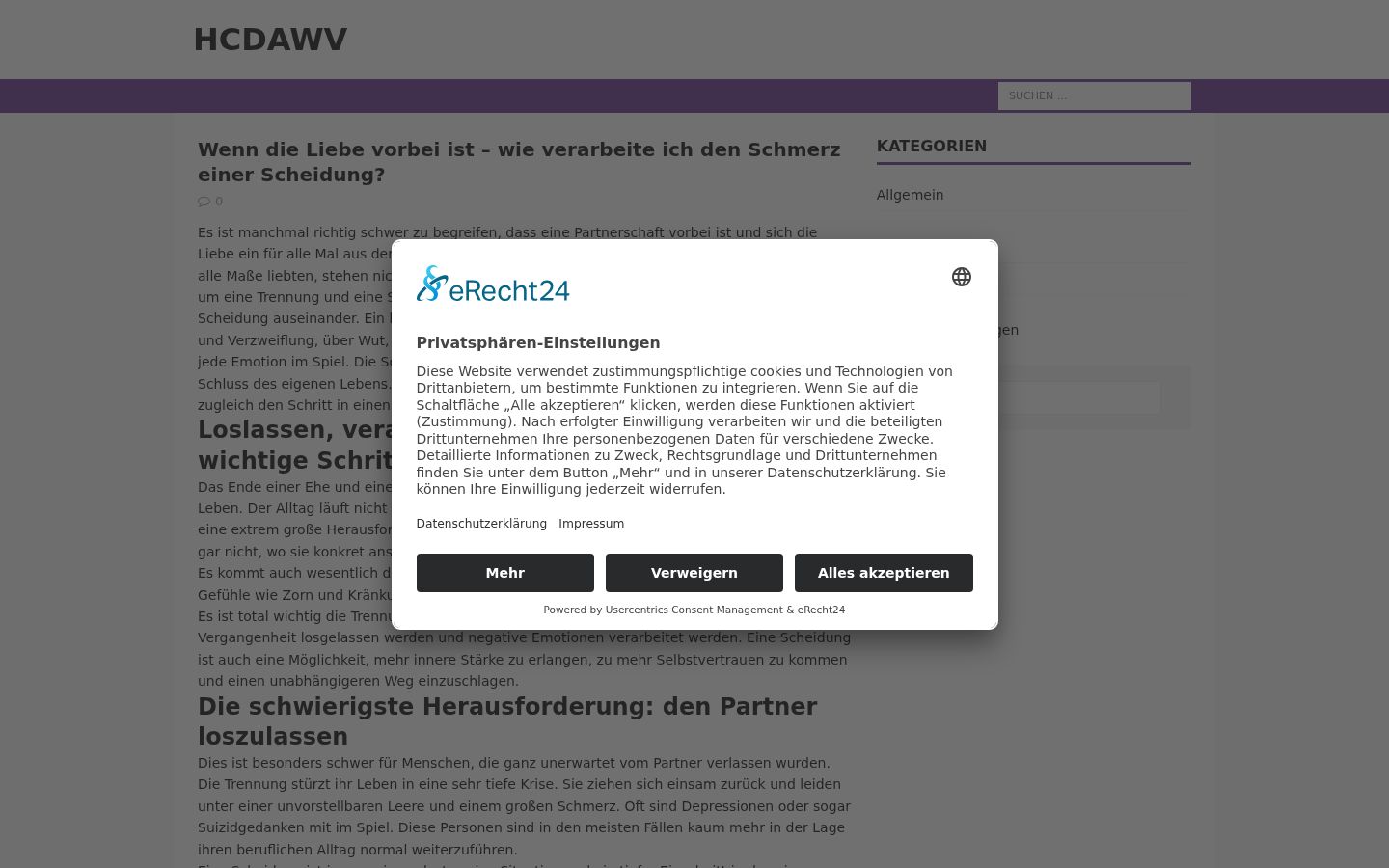 Screenshot del banner di consenso mostrato prima di qualsiasi interazione