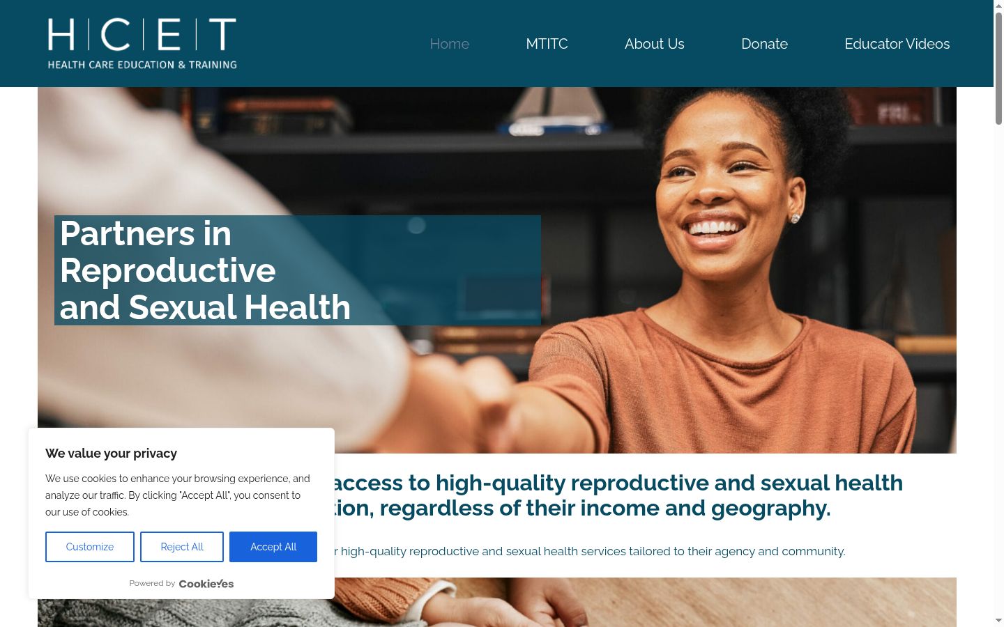 Screenshot del banner di consenso mostrato prima di qualsiasi interazione