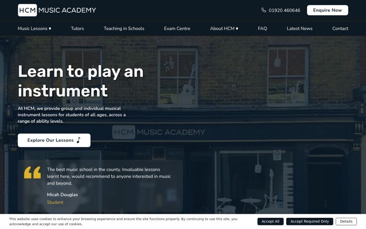Screenshot of hcmmusicacademy.co.uk