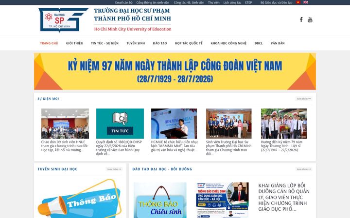 Screenshot of hcmue.edu.vn