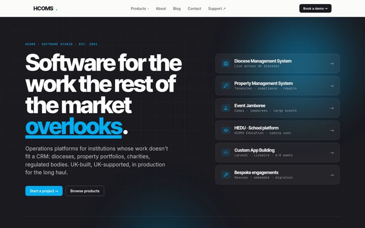Screenshot of hcoms.co.uk