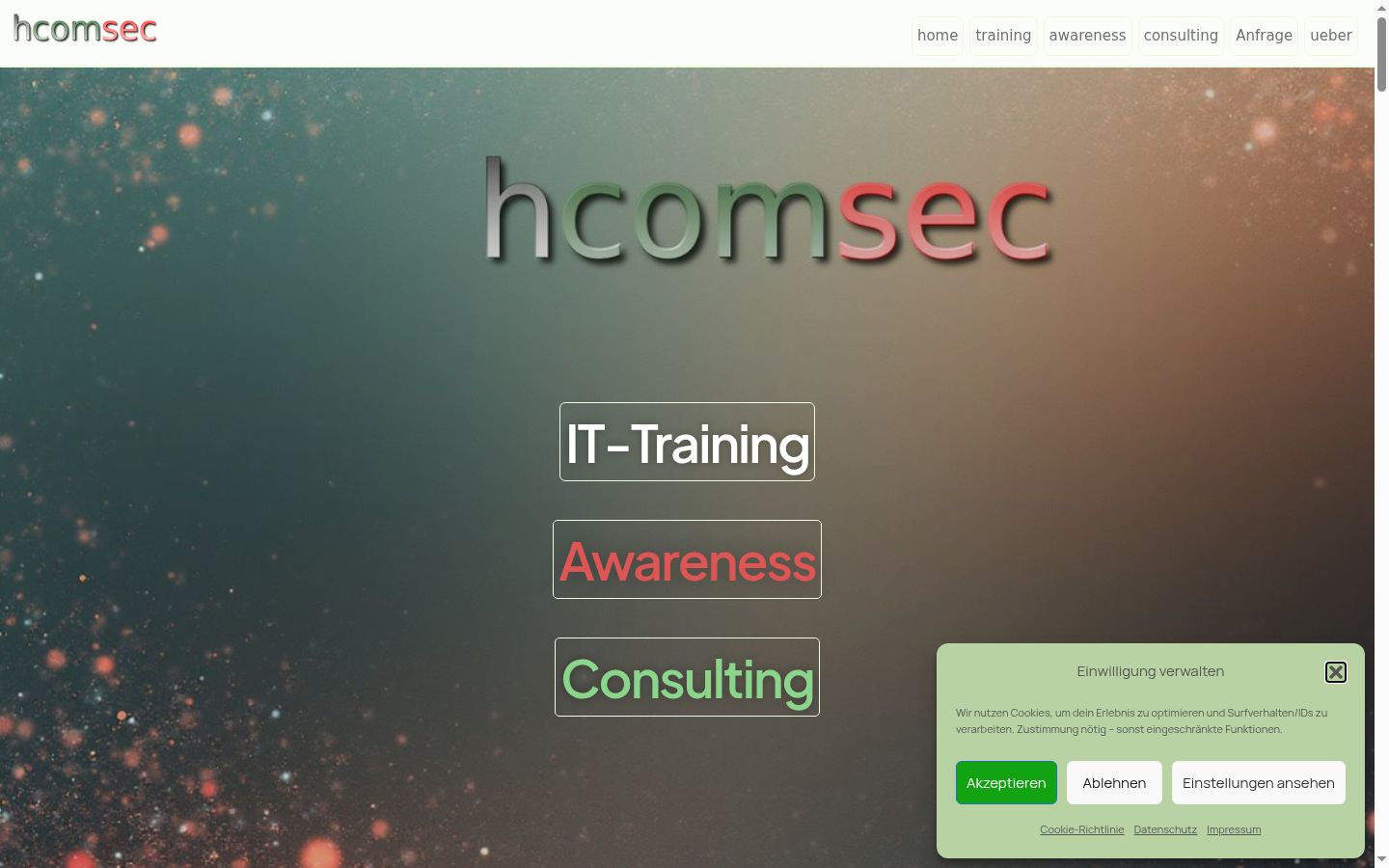 Screenshot of the consent banner shown before any interaction