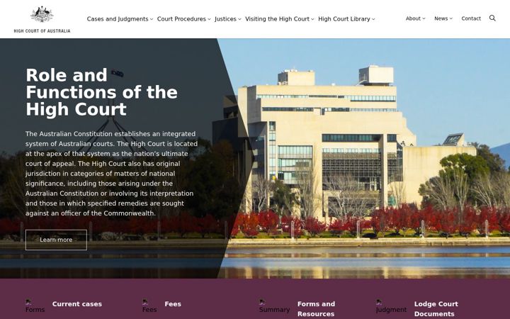 Screenshot of hcourt.gov.au